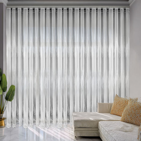 Perdea Brodata Elegant - Manopera Rejansa Simpla Inclusa - Alb