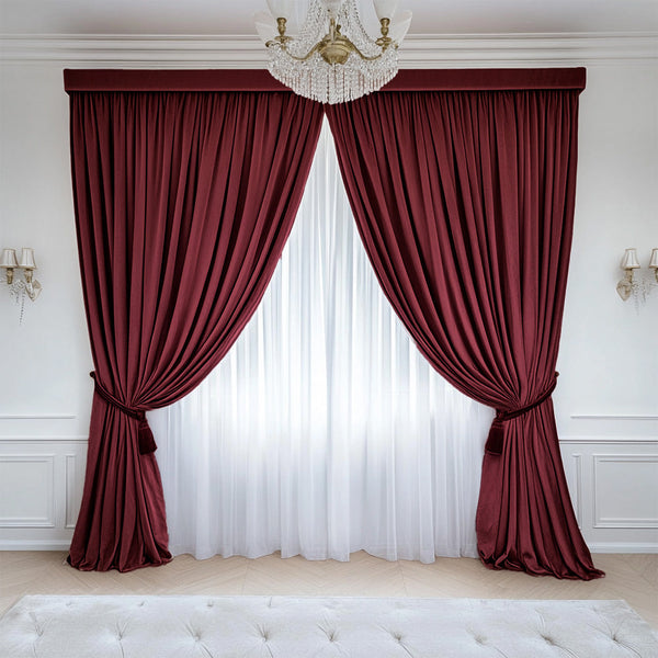 Outlet Draperie de Catifea Rosu Burgund 70% Opacitate 100 L / 270 H -Cu Rejansa (1 buc)