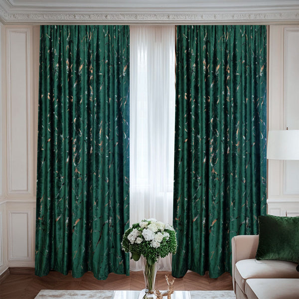 Outlet Draperie de Catifea Emerald Luxury Verde 15 cu Insertii 100 L / 240 H- Cu Rejansa
