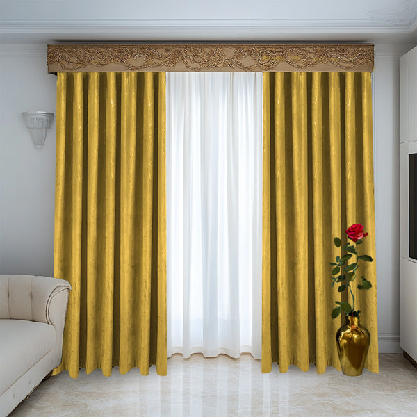 Outlet Draperie de Catifea Luxury Galben cu Insertii 300 L / 200 H- Cu Rejansa gue 106