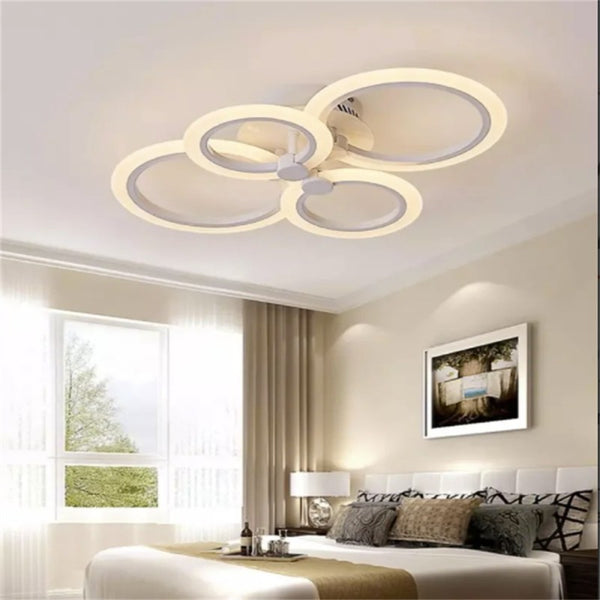 Lustra LED 4 cercuri cu Telecomanda, 3 Tipuri de Lumini si intensitate Reglabila